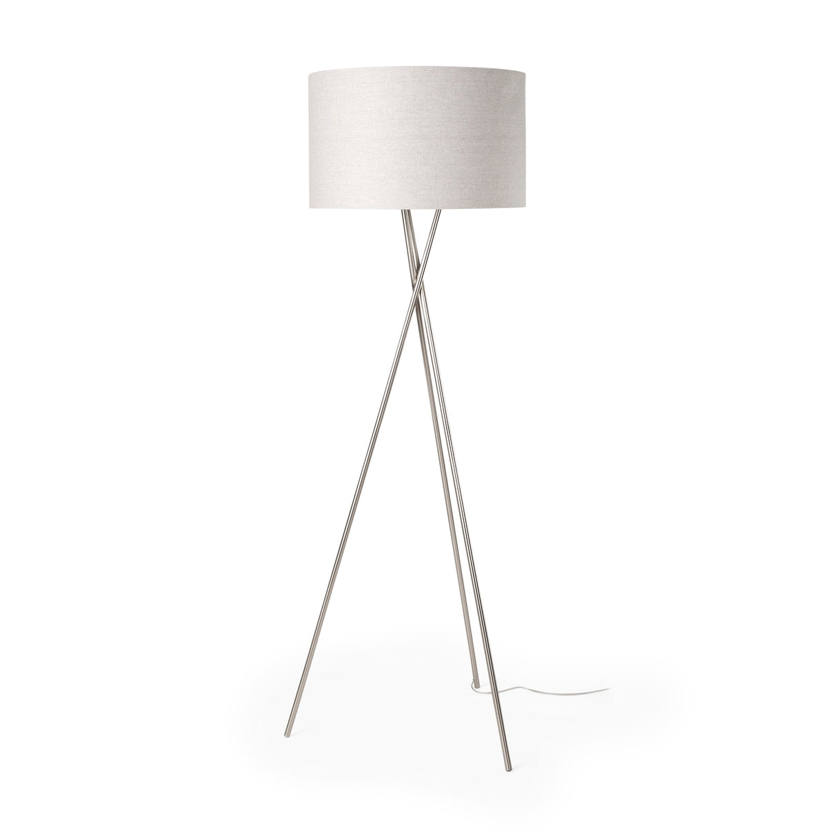Ambrose Silver Metal W/Beige Fabric Shade Floor Lamp by Mercana at Eve Furniture