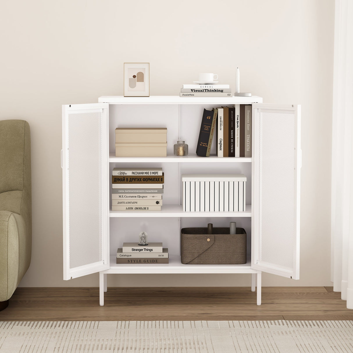 Amelia 31.5" Accent Cabinet in White by Manhattan Comfort at Eve Furniture