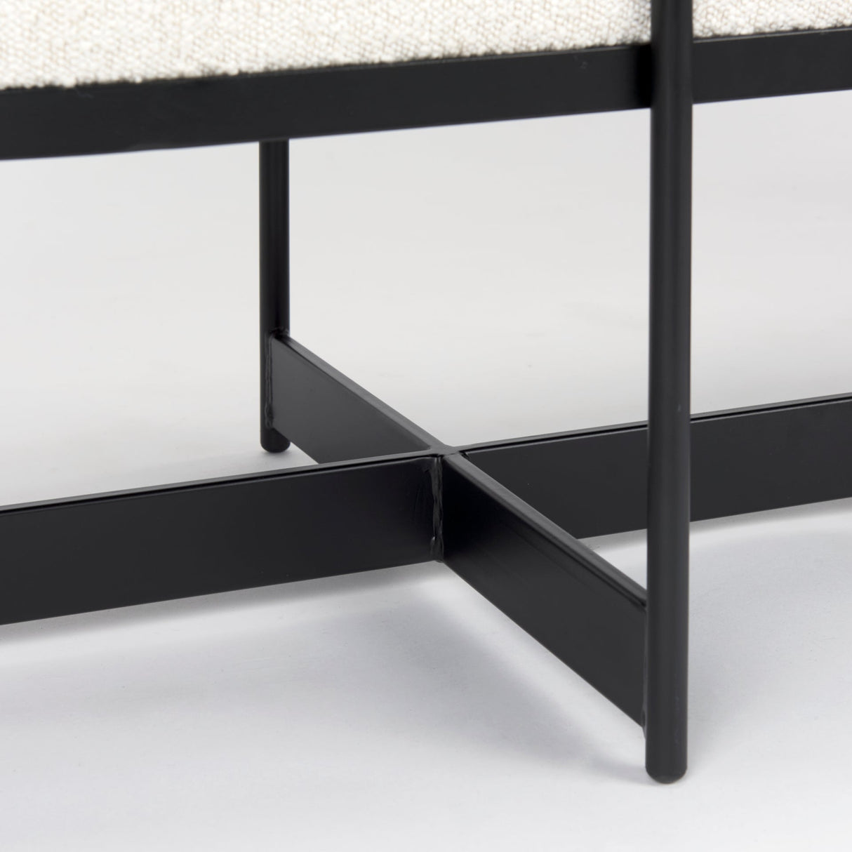 Amelia Cream Boucle W/Black Metal Upholstered Bench by Mercana at Eve Furniture