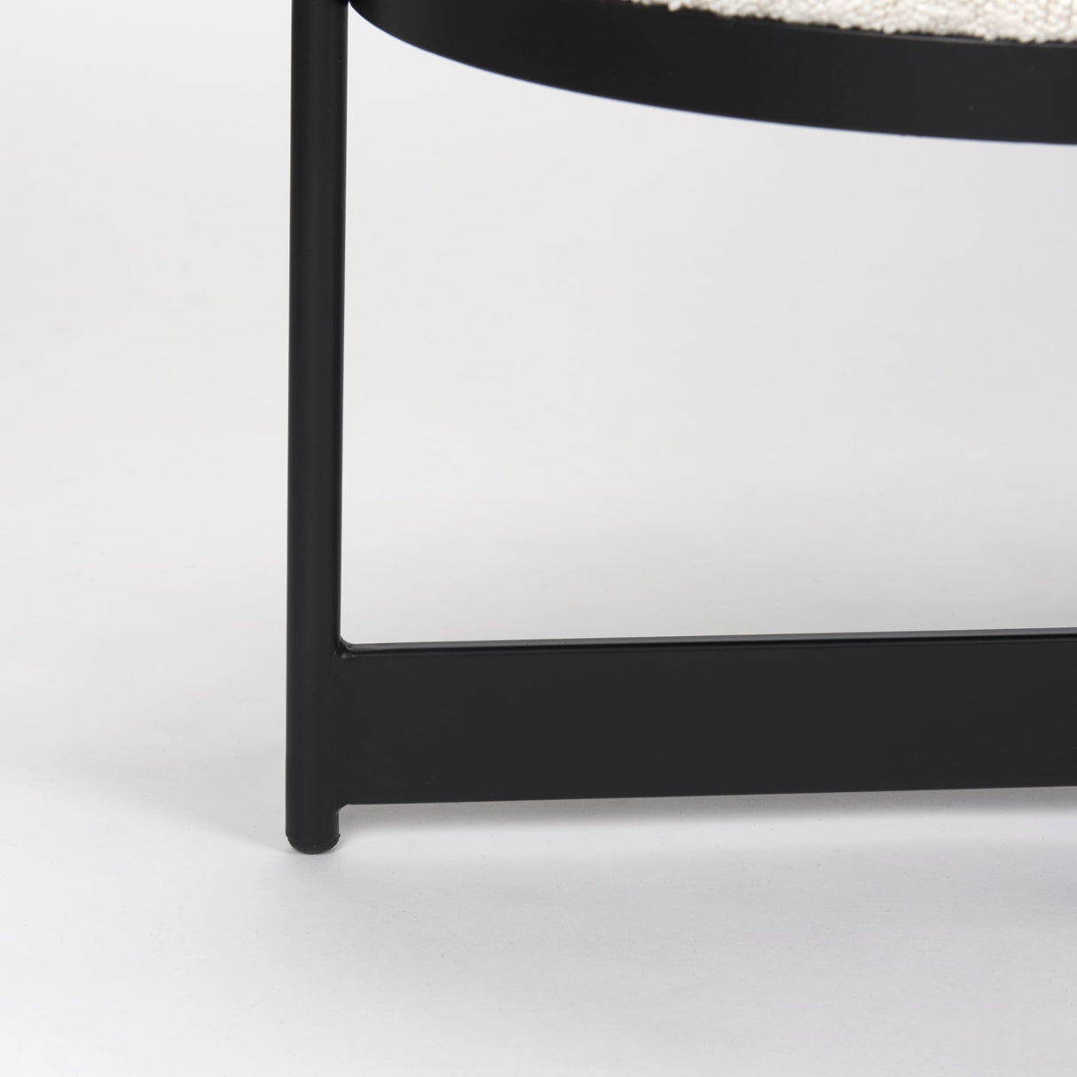 Amelia Cream Boucle W/Black Metal Upholstered Bench by Mercana at Eve Furniture