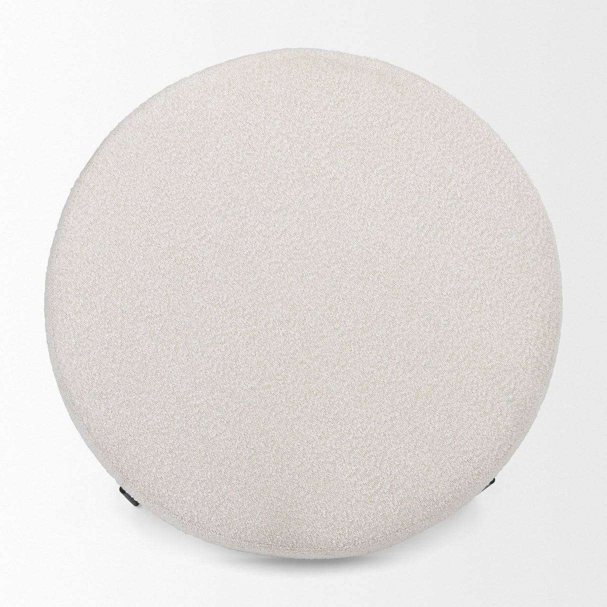 Amelia Cream Boucle W/Black Metal Upholstered Ottoman by Mercana at Eve Furniture