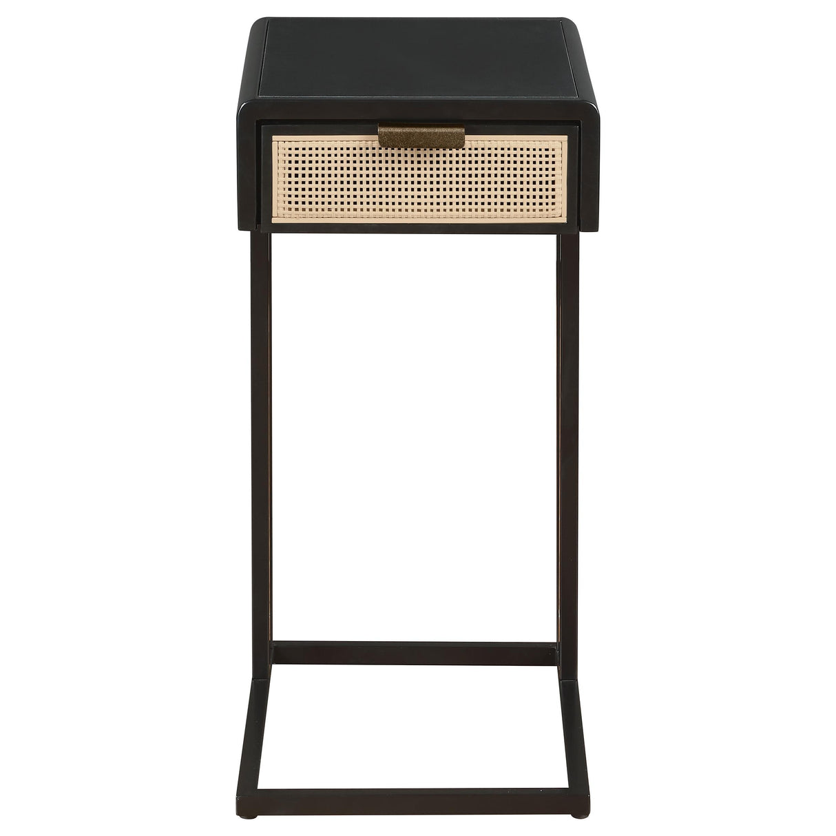 Amherst Black 1-Drawer Radio Weave Cane Metal Side Table by Coaster at Eve Furniture