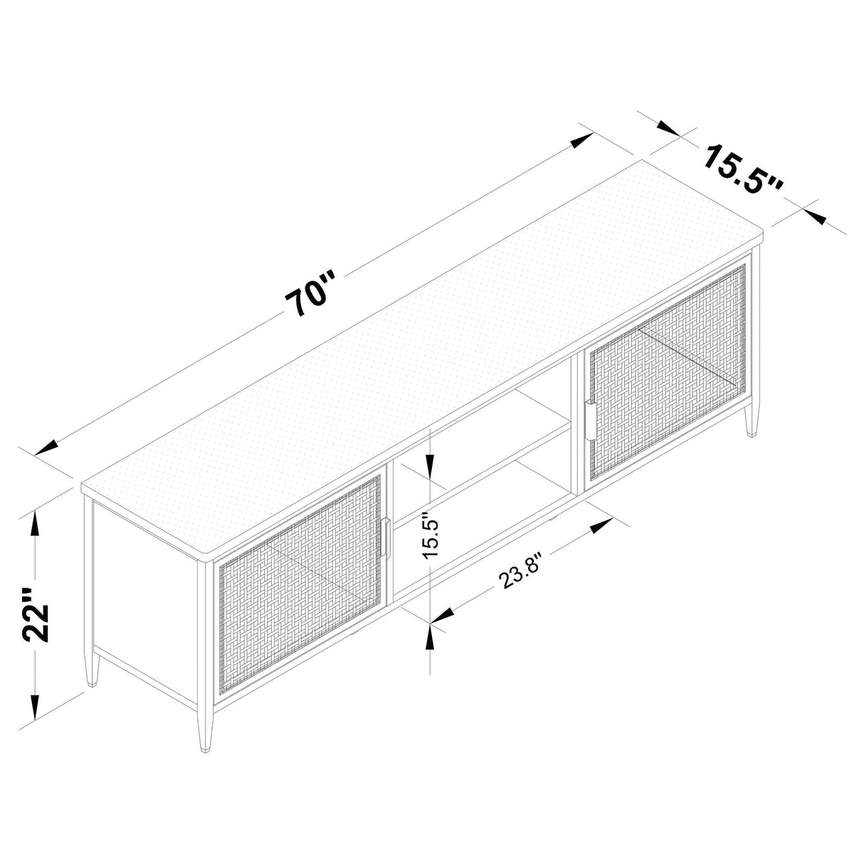 Amherst Black 2-Door Metal TV Stand Media Console by Coaster at Eve Furniture
