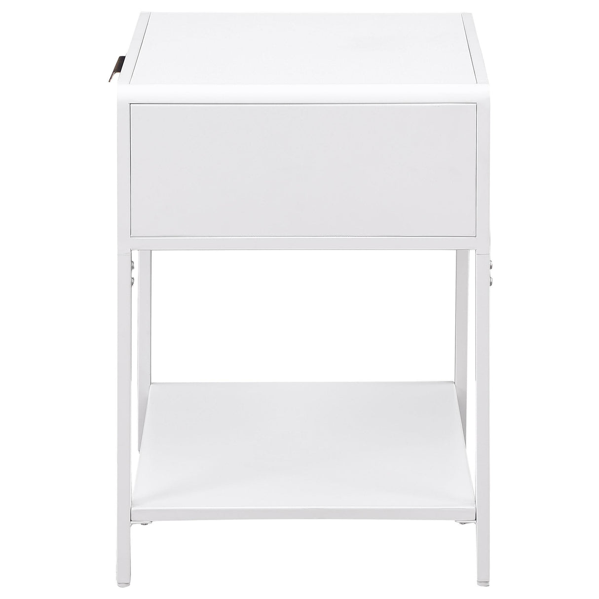 Amherst White 1-drawer Radio Weave Rattan Metal Side Table by Coaster at Eve Furniture