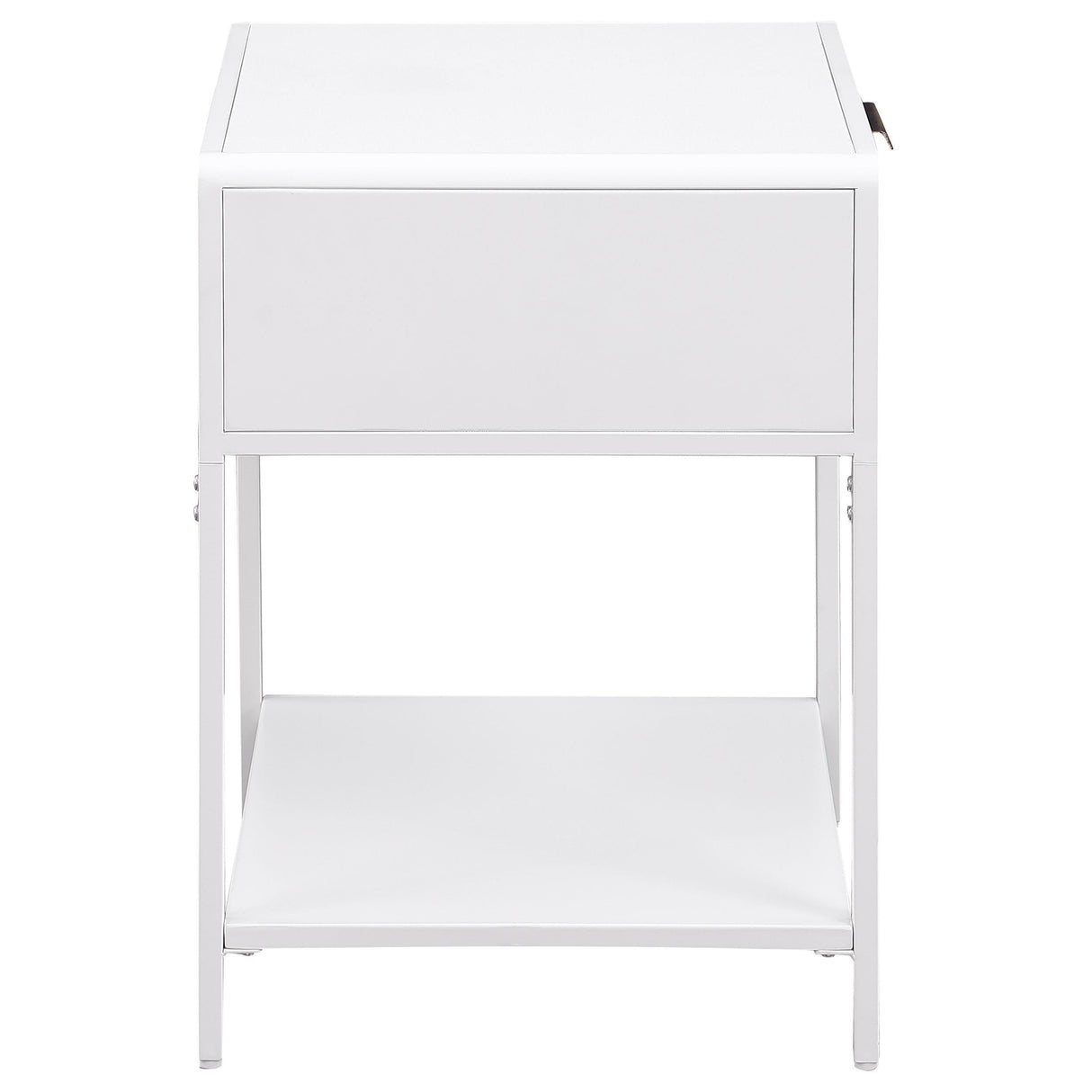 Amherst White 1-drawer Radio Weave Rattan Metal Side Table by Coaster at Eve Furniture