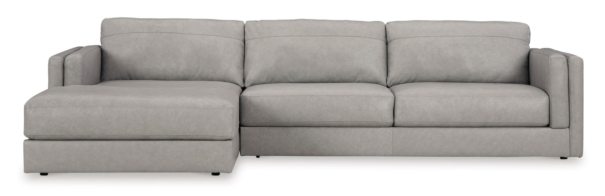 Amiata Glacier Leather 2-Piece Left Arm Facing (Left Arm Facing (LAF)) Chaise Sectional by Ashley at Eve Furniture