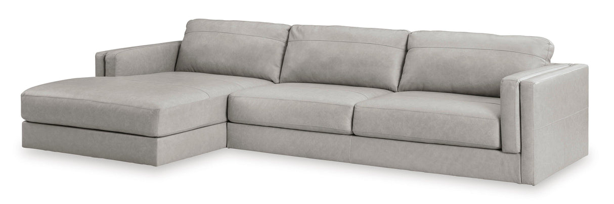 Amiata Glacier Leather 2-Piece Left Arm Facing (Left Arm Facing (LAF)) Chaise Sectional by Ashley at Eve Furniture
