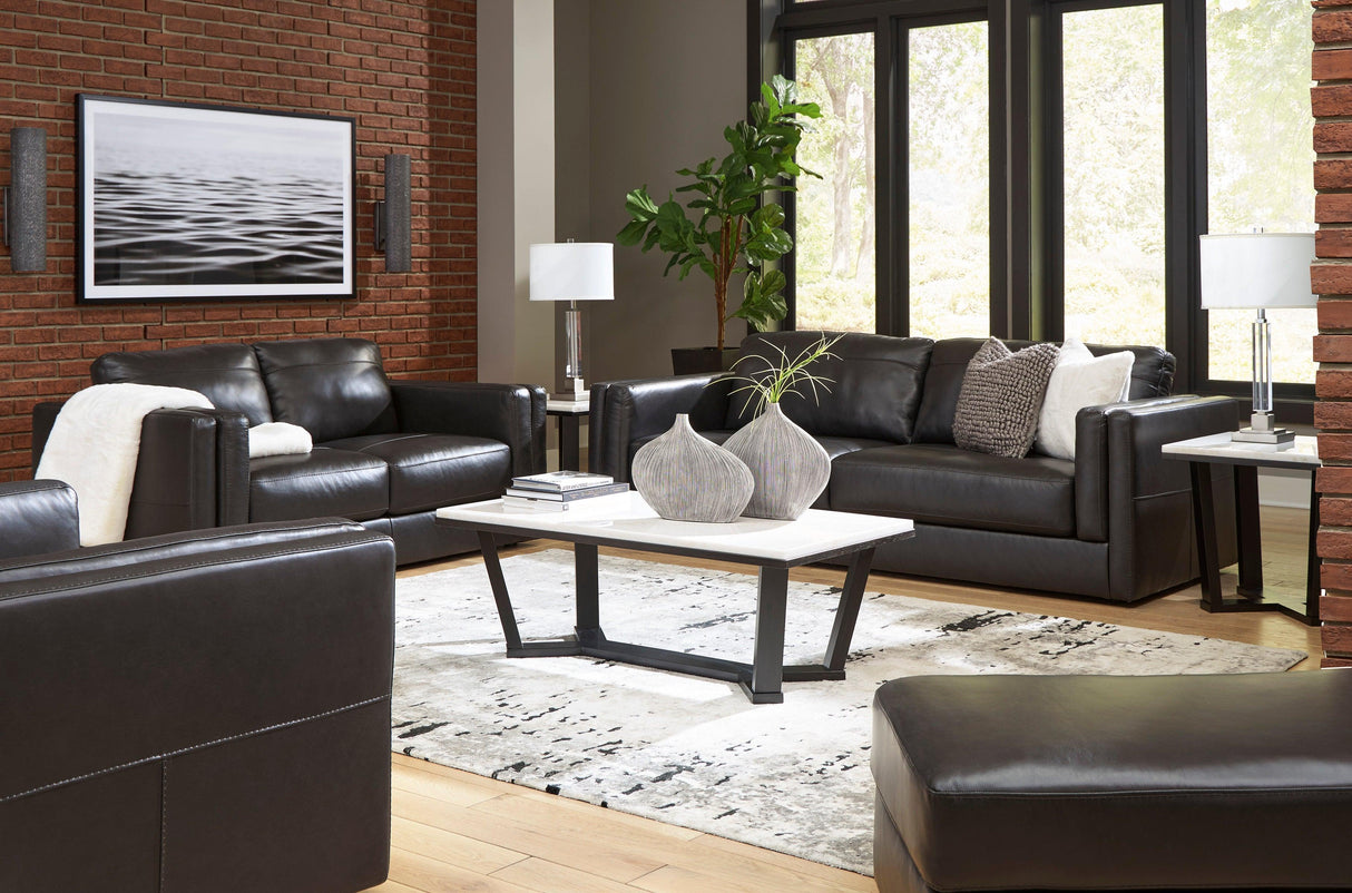 Amiata Onyx Leather Living Room Set by Ashley at Eve Furniture
