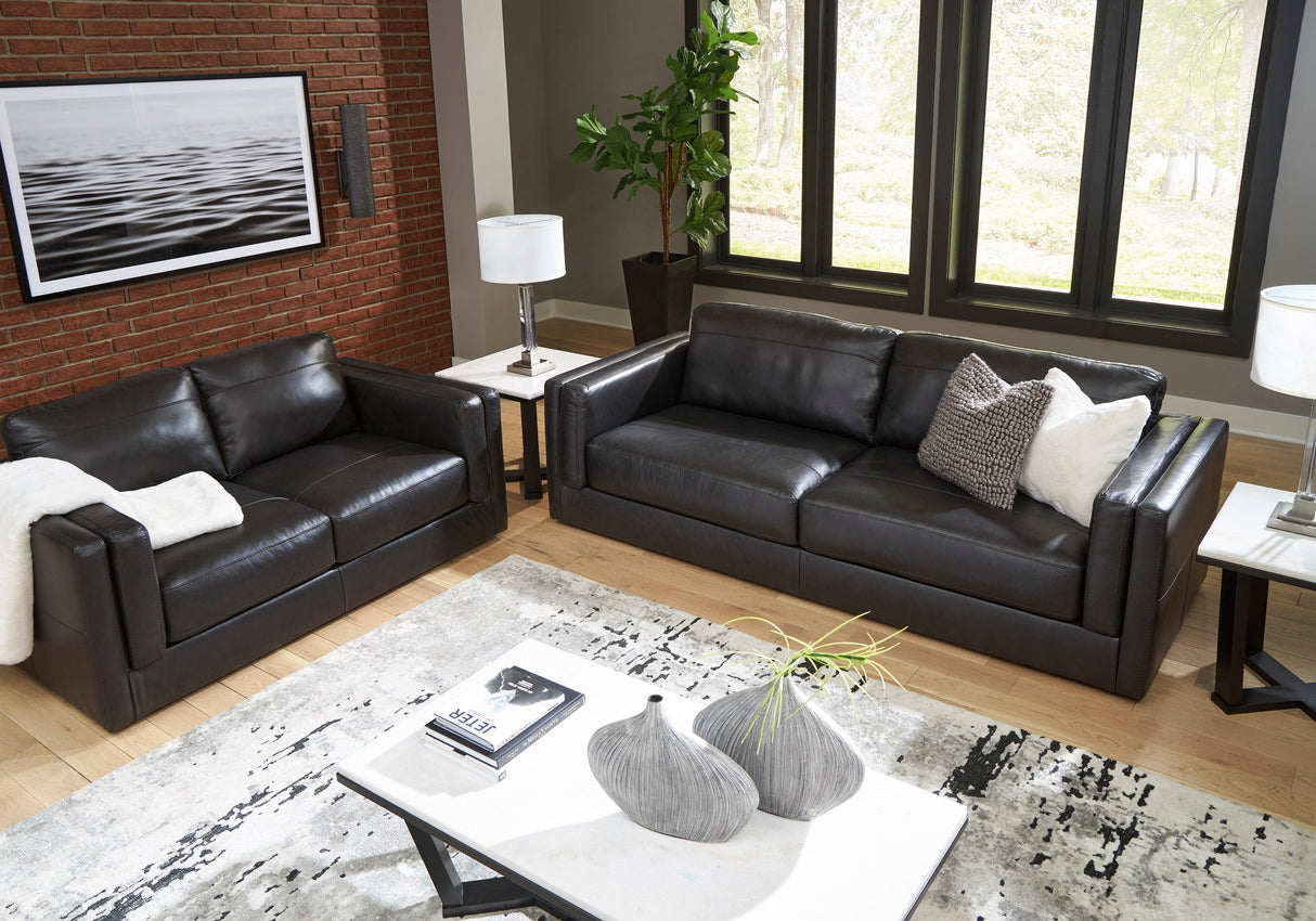 Amiata Onyx Leather Living Room Set by Ashley at Eve Furniture