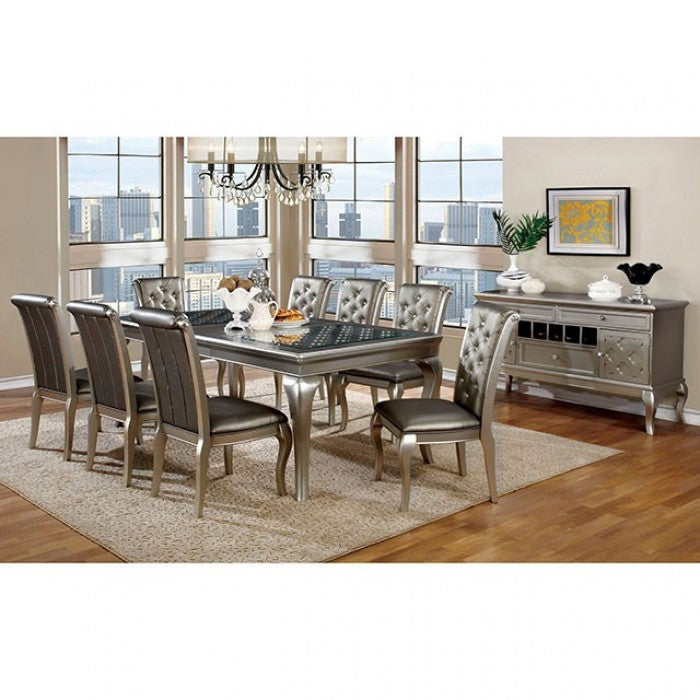 Amina Champagne 7-Piece Dining Room Set by Furniture of America at Eve Furniture