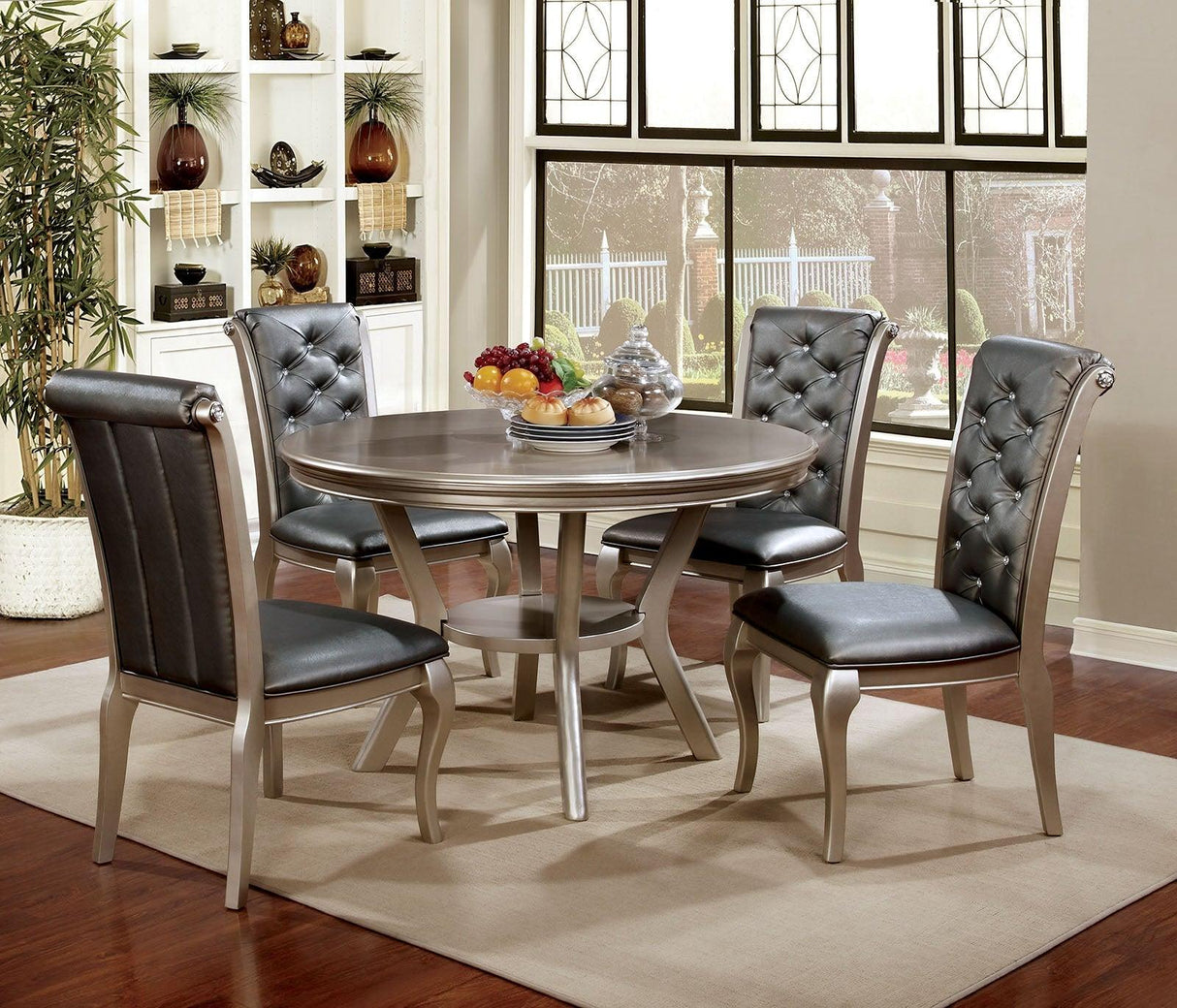 Amina Champagne Round Dining Table by Furniture of America at Eve Furniture