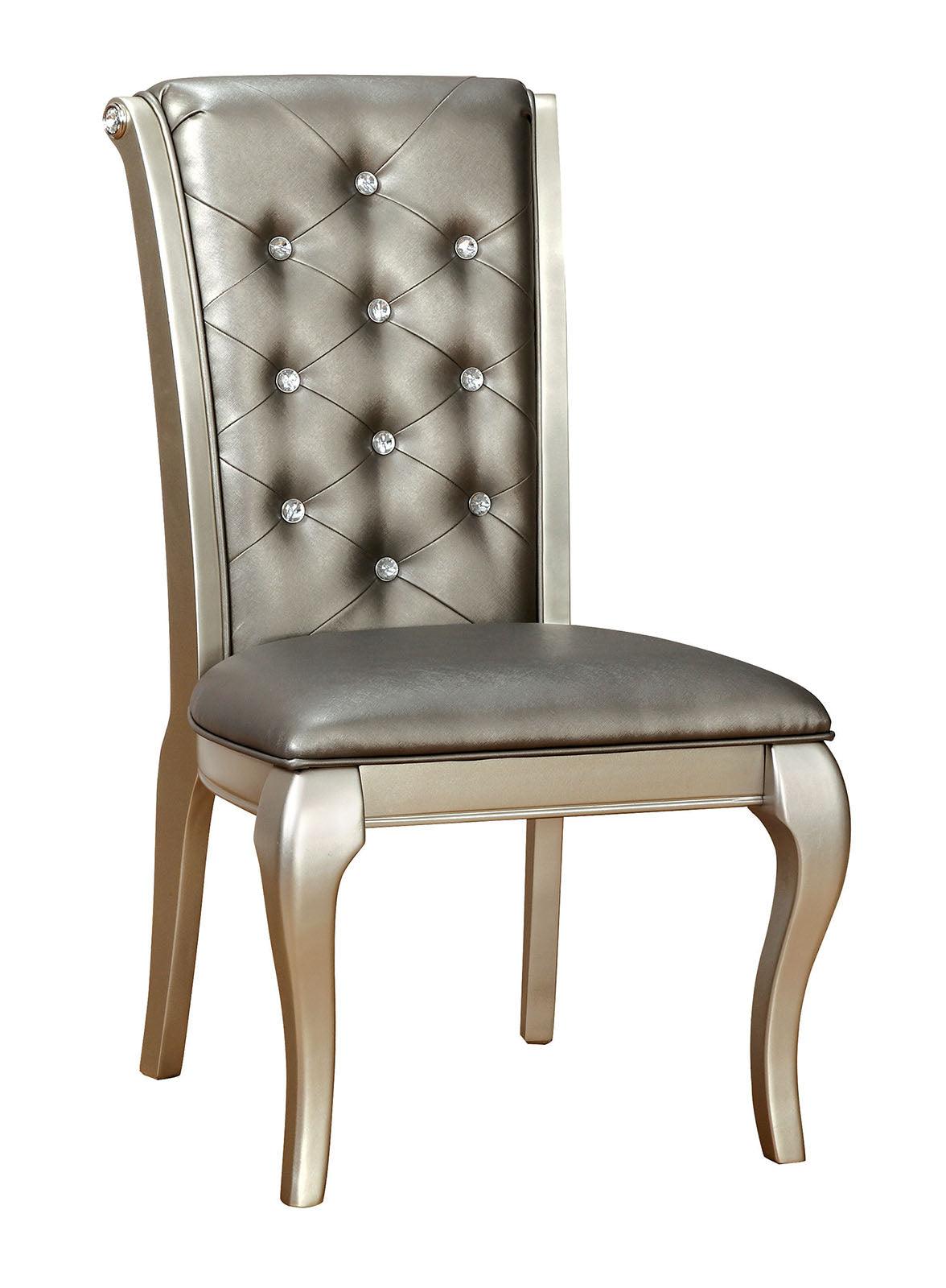 Amina Champagne Side Chair, Set of 2 by Furniture of America at Eve Furniture