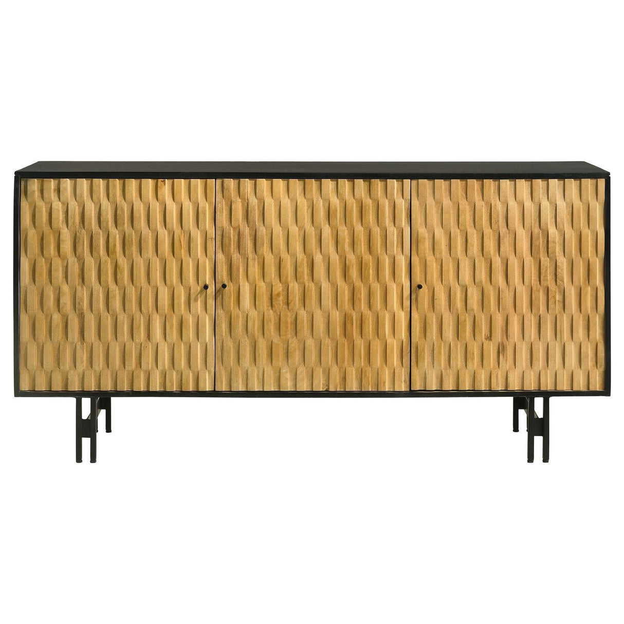 Aminah Natural and Black 3-Door Wooden Accent Cabinet by Coaster at Eve Furniture