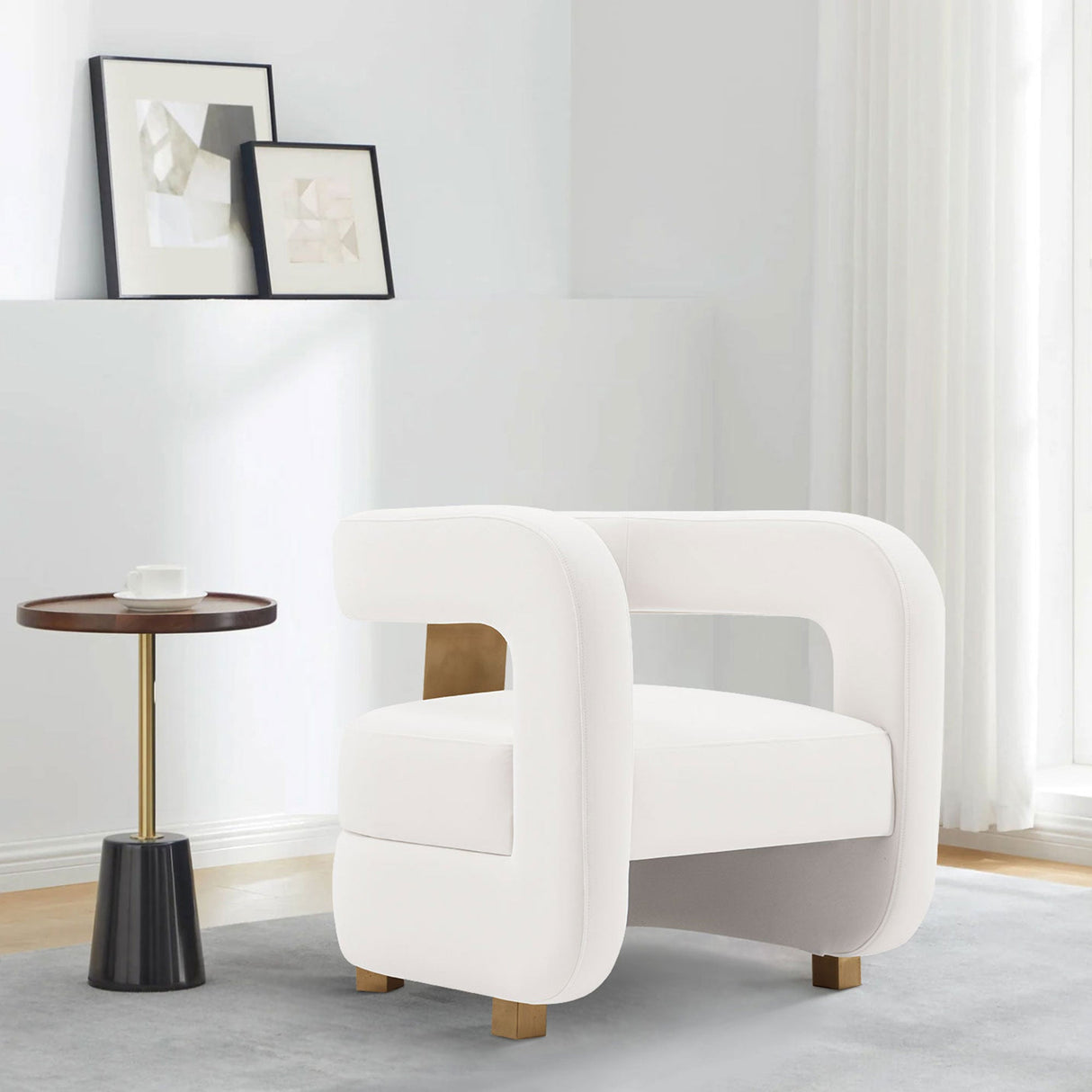Amirah Accent Chair in White by Manhattan Comfort at Eve Furniture