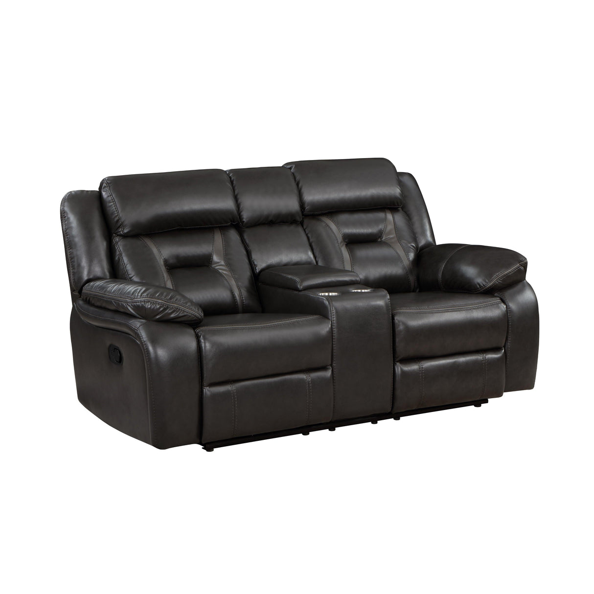 Amite Dark Gray Double Reclining Loveseat with Center Console by Homelegance at Eve Furniture