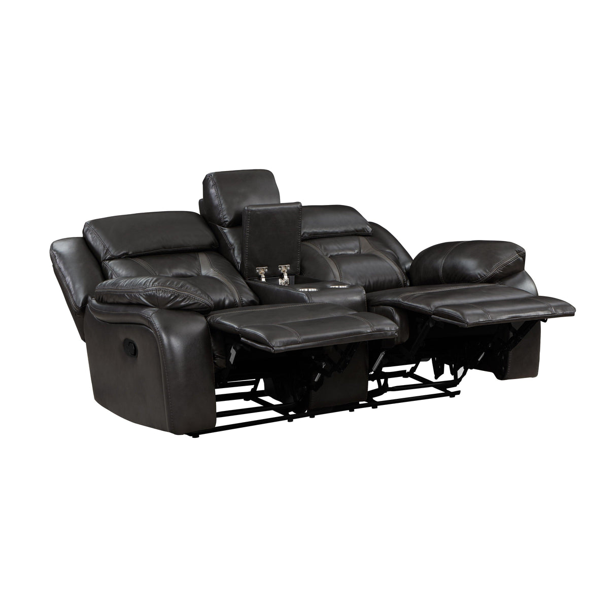 Amite Dark Gray Double Reclining Loveseat with Center Console by Homelegance at Eve Furniture