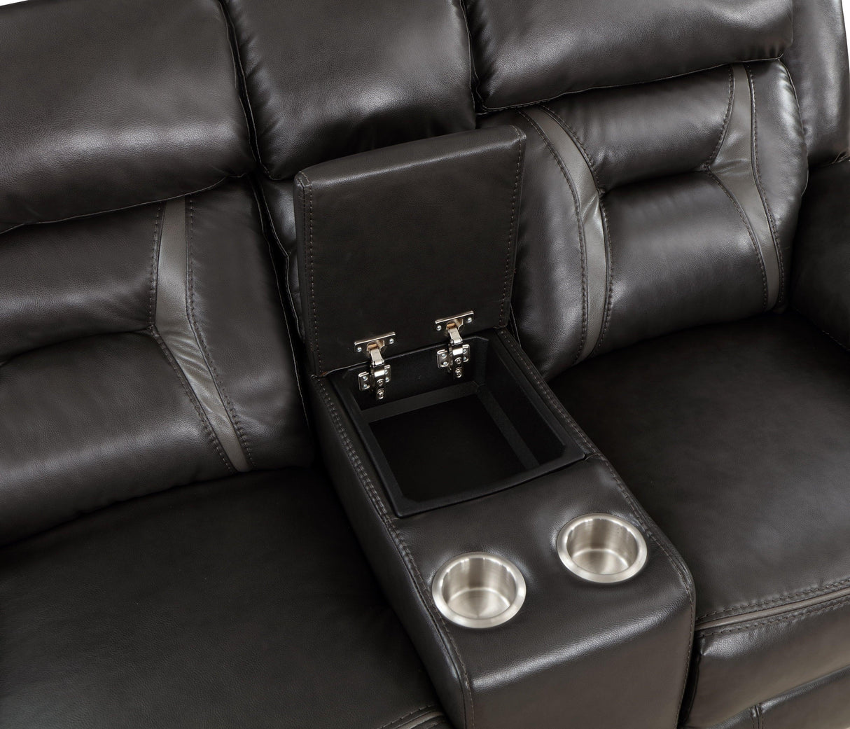 Amite Dark Gray Double Reclining Loveseat with Center Console by Homelegance at Eve Furniture