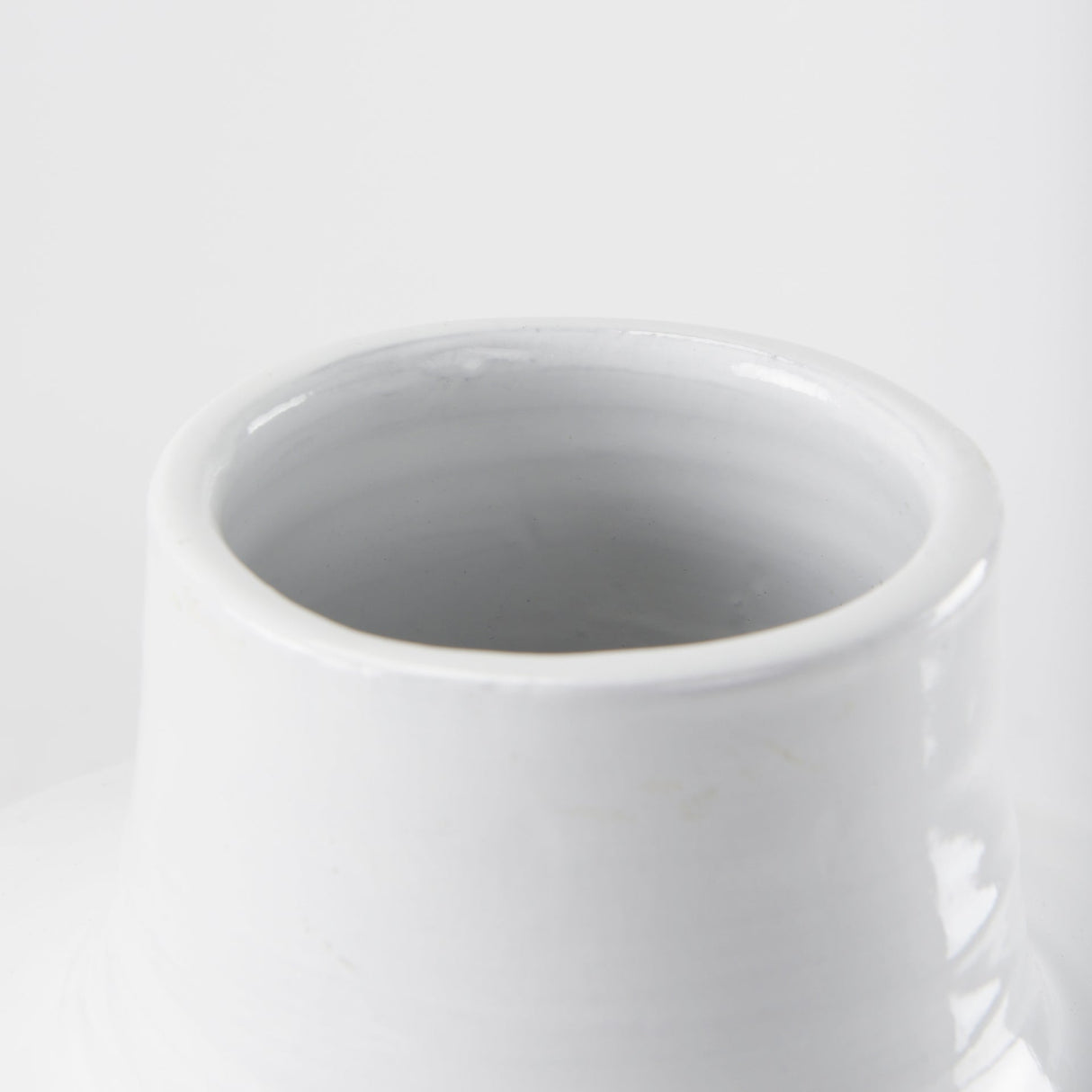 Amos White and Dark Beige Color Blocked Ceramic Floor Vase by Mercana at Eve Furniture