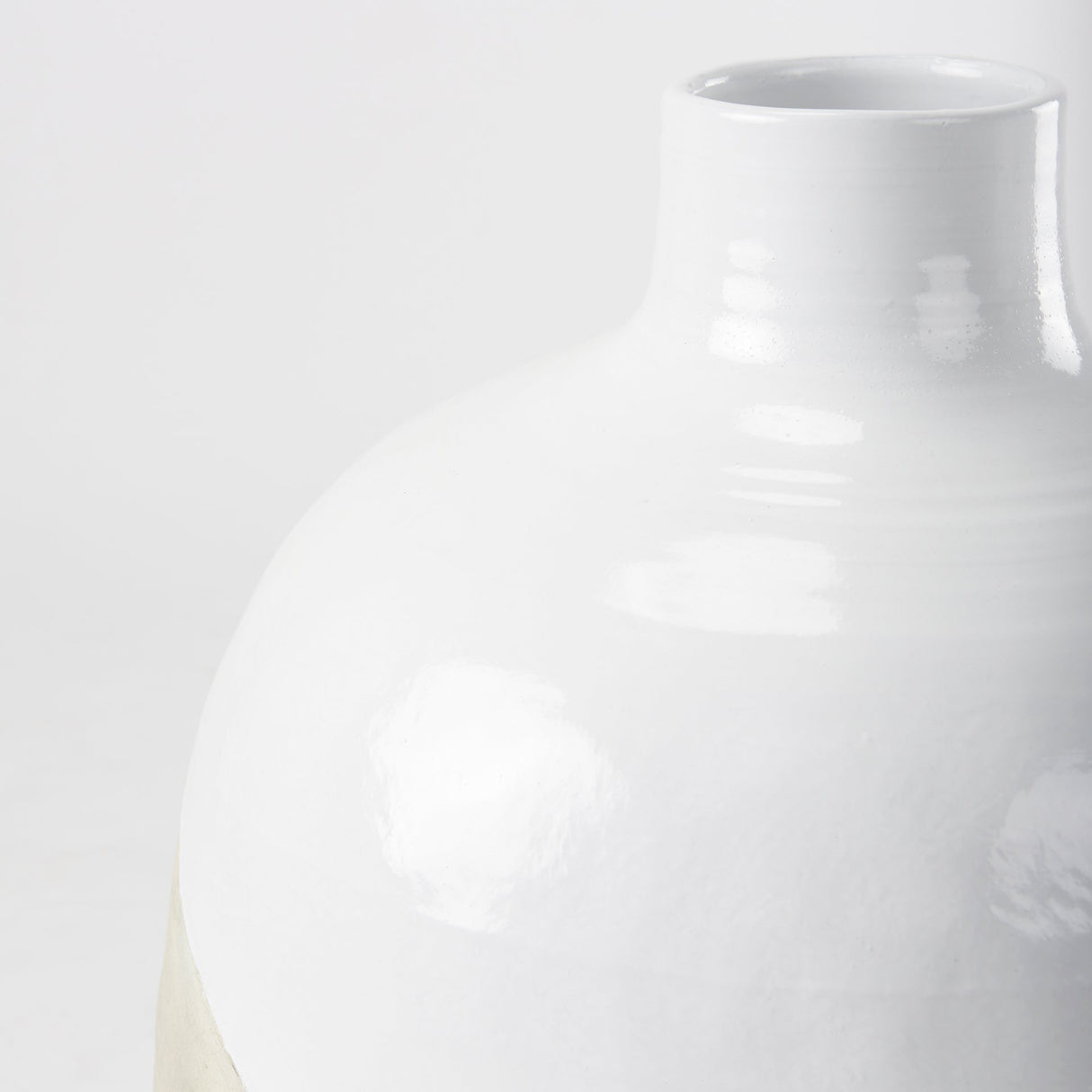 Amos White and Dark Beige Color Blocked Ceramic Floor Vase by Mercana at Eve Furniture