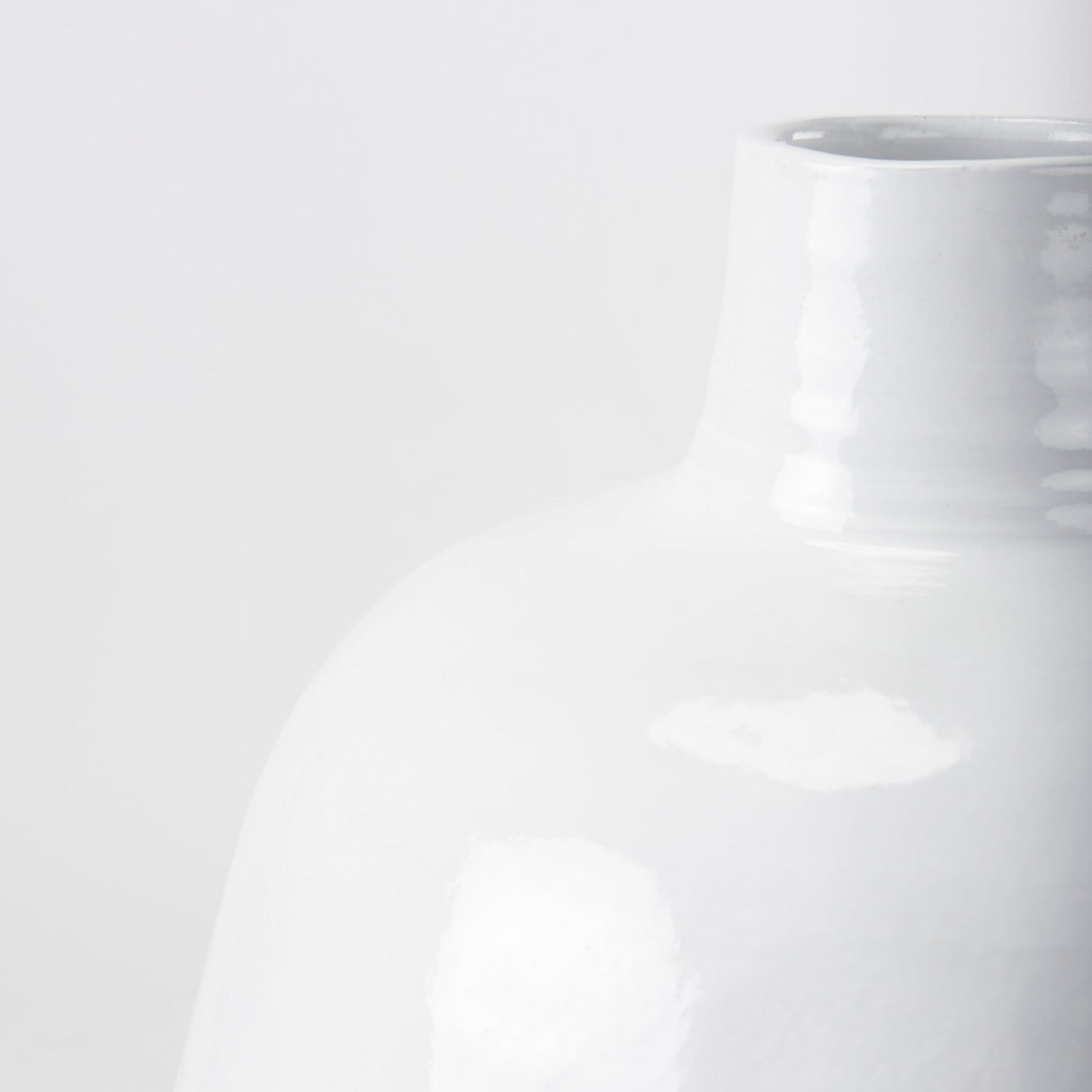 Amos White and Dark Beige Color Blocked Ceramic Floor Vase by Mercana at Eve Furniture