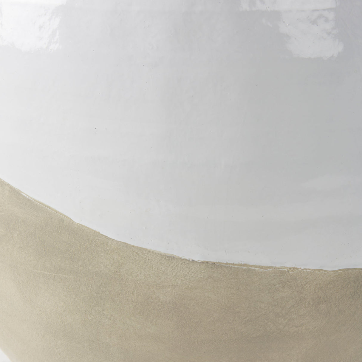 Amos White and Dark Beige Color Blocked Ceramic Floor Vase by Mercana at Eve Furniture