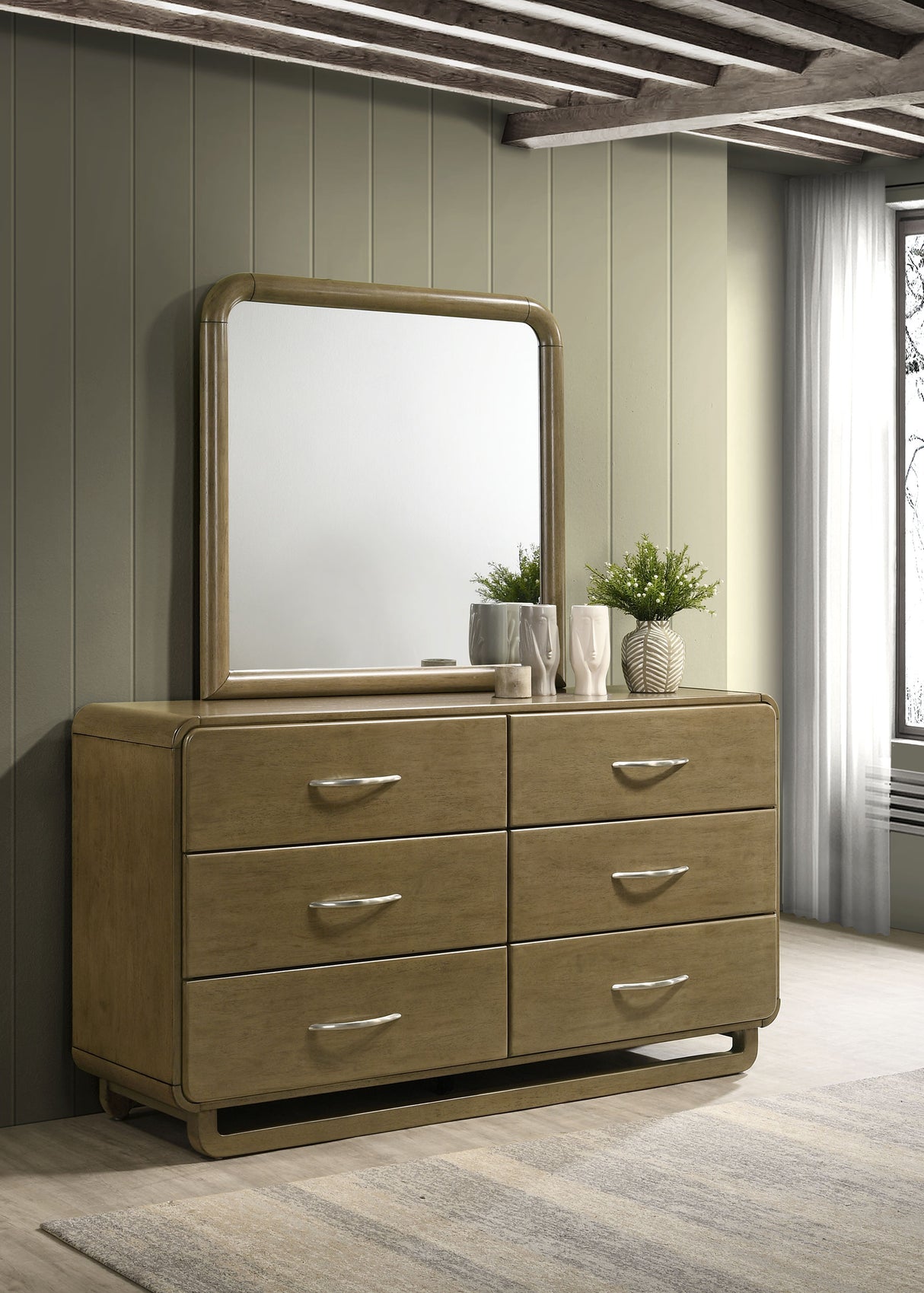 Amsbury Nutmeg 6-drawer Dresser and Mirror by Coaster at Eve Furniture
