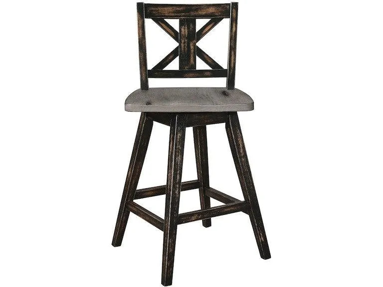 Amsonia Gray/Black Swivel Counter Chair, Set of 2 by Homelegance at Eve Furniture