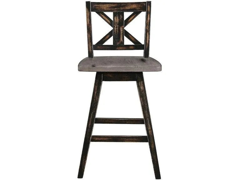 Amsonia Gray/Black Swivel Counter Chair, Set of 2 by Homelegance at Eve Furniture