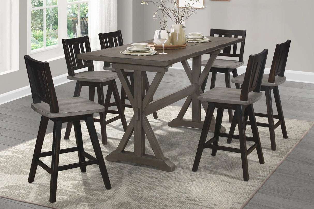 Amsonia Gray/Black Swivel Counter Height Chairs, Set of 2 by Homelegance at Eve Furniture