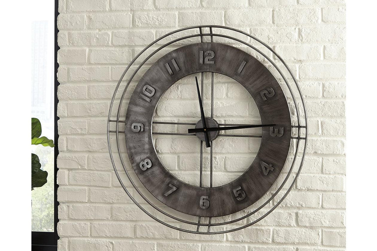 Ana Sofia Antique Gray Wall Clock by Ashley at Eve Furniture