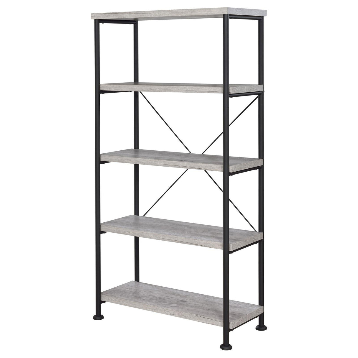 Analiese Gray Driftwood 4-Shelf Bookcase by Coaster at Eve Furniture