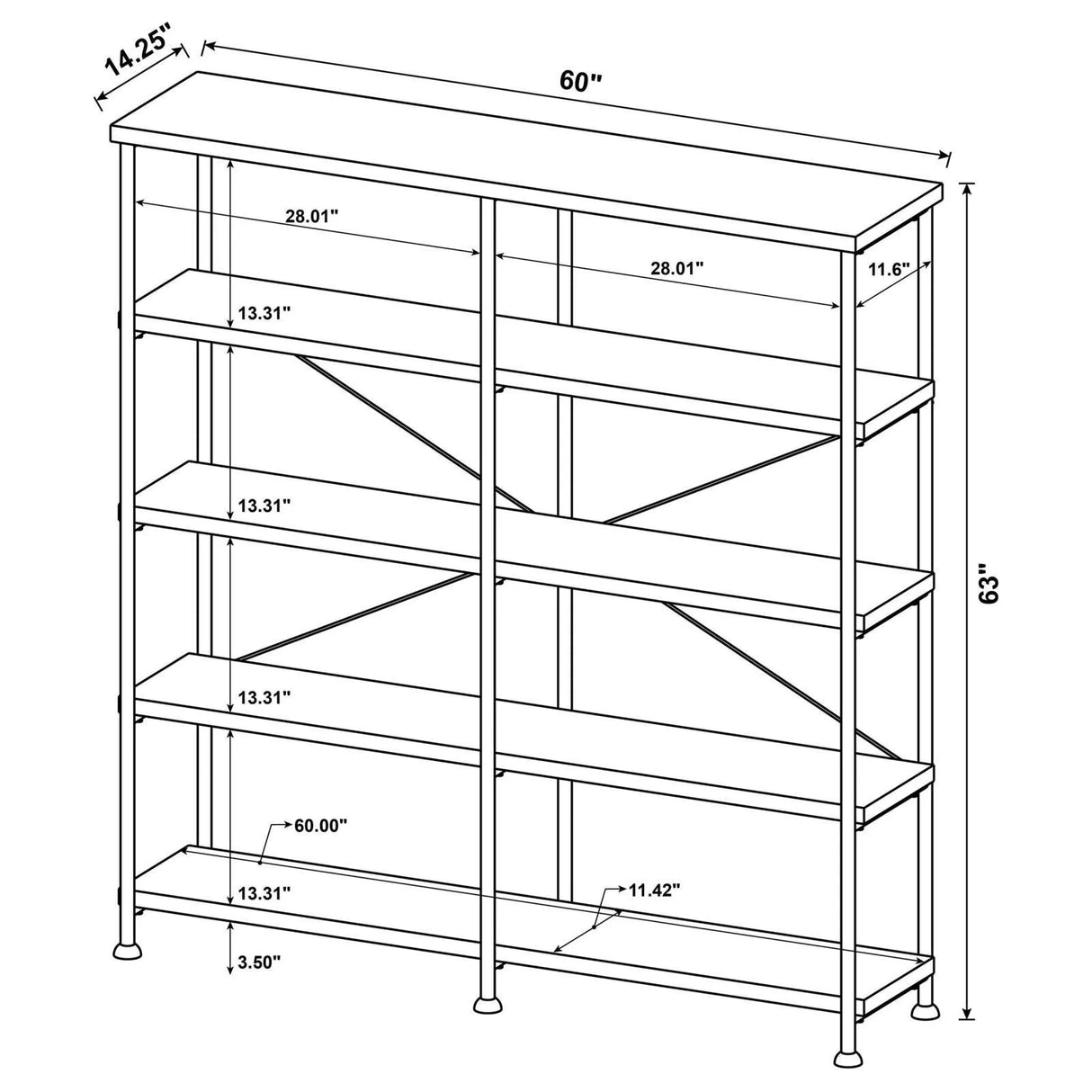 Analiese Gray Driftwood 4-Shelf Open Bookcase by Coaster at Eve Furniture