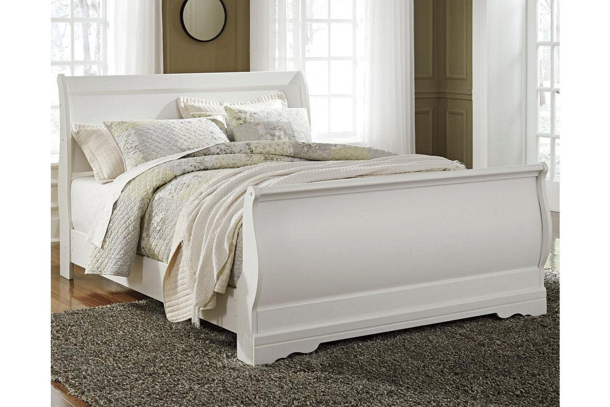 Anarasia White Queen Sleigh Bed by Ashley at Eve Furniture