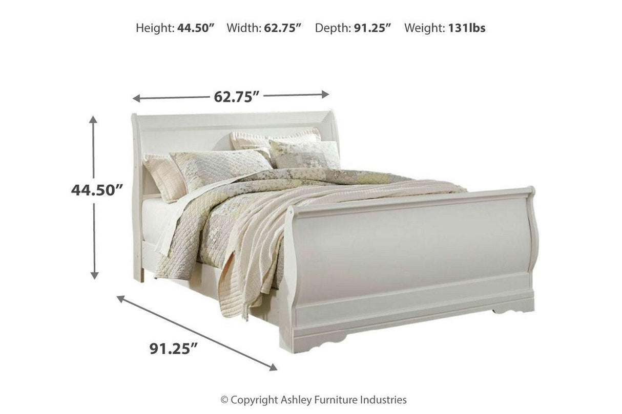 Anarasia White Queen Sleigh Bed by Ashley at Eve Furniture