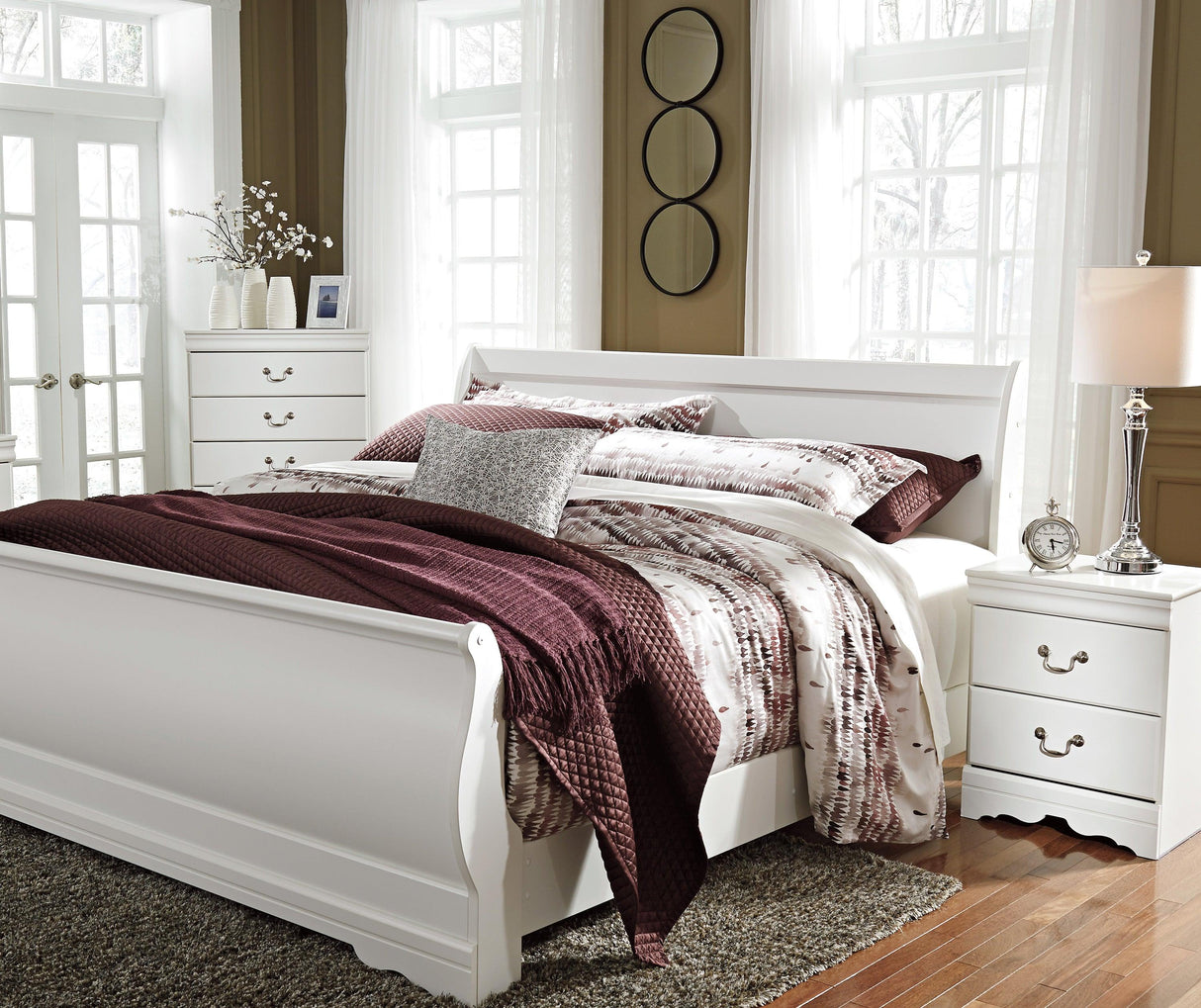 Anarasia White Sleigh Bedroom Set by Ashley at Eve Furniture