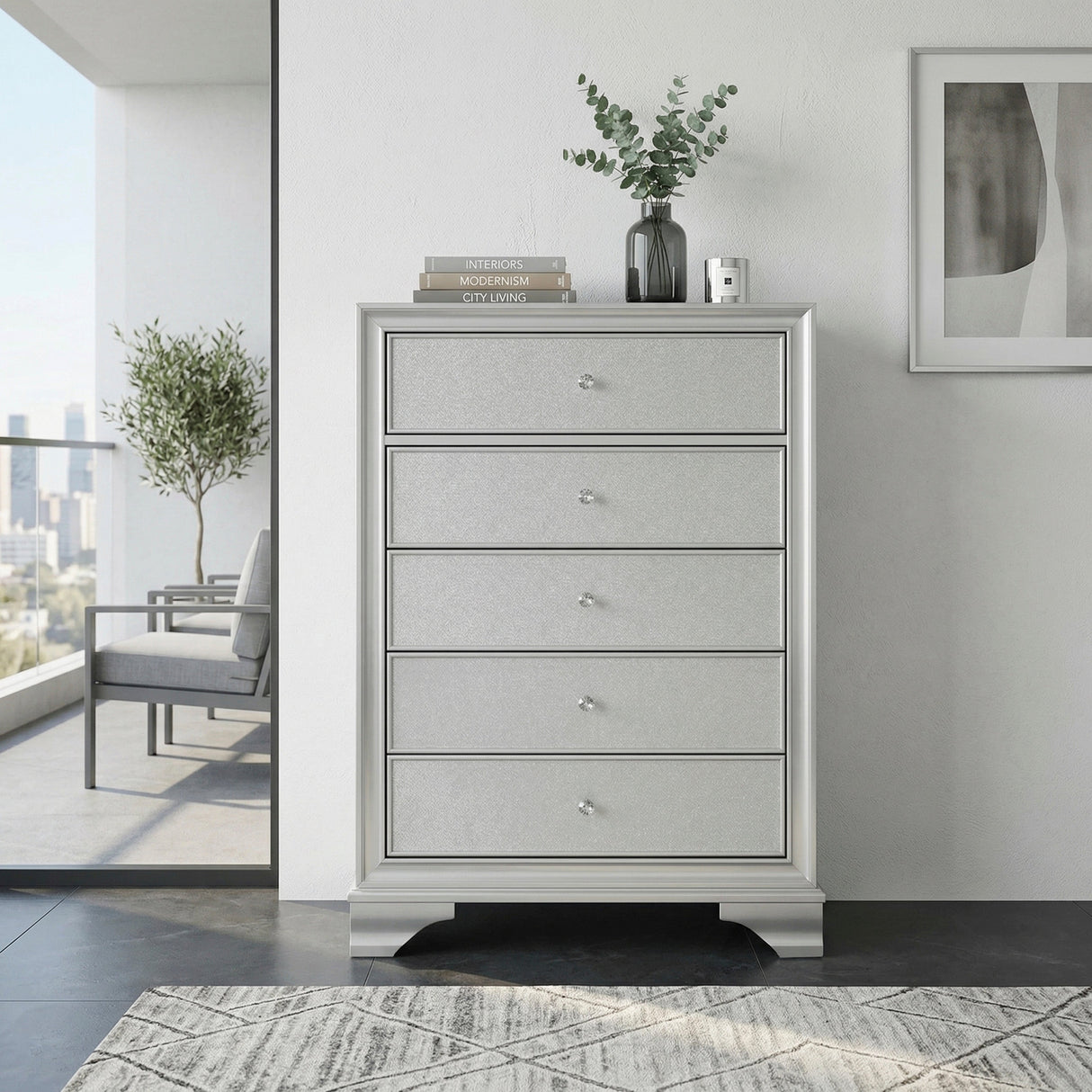 Anatole Metallic Silver Chest by Homelegance at Eve Furniture
