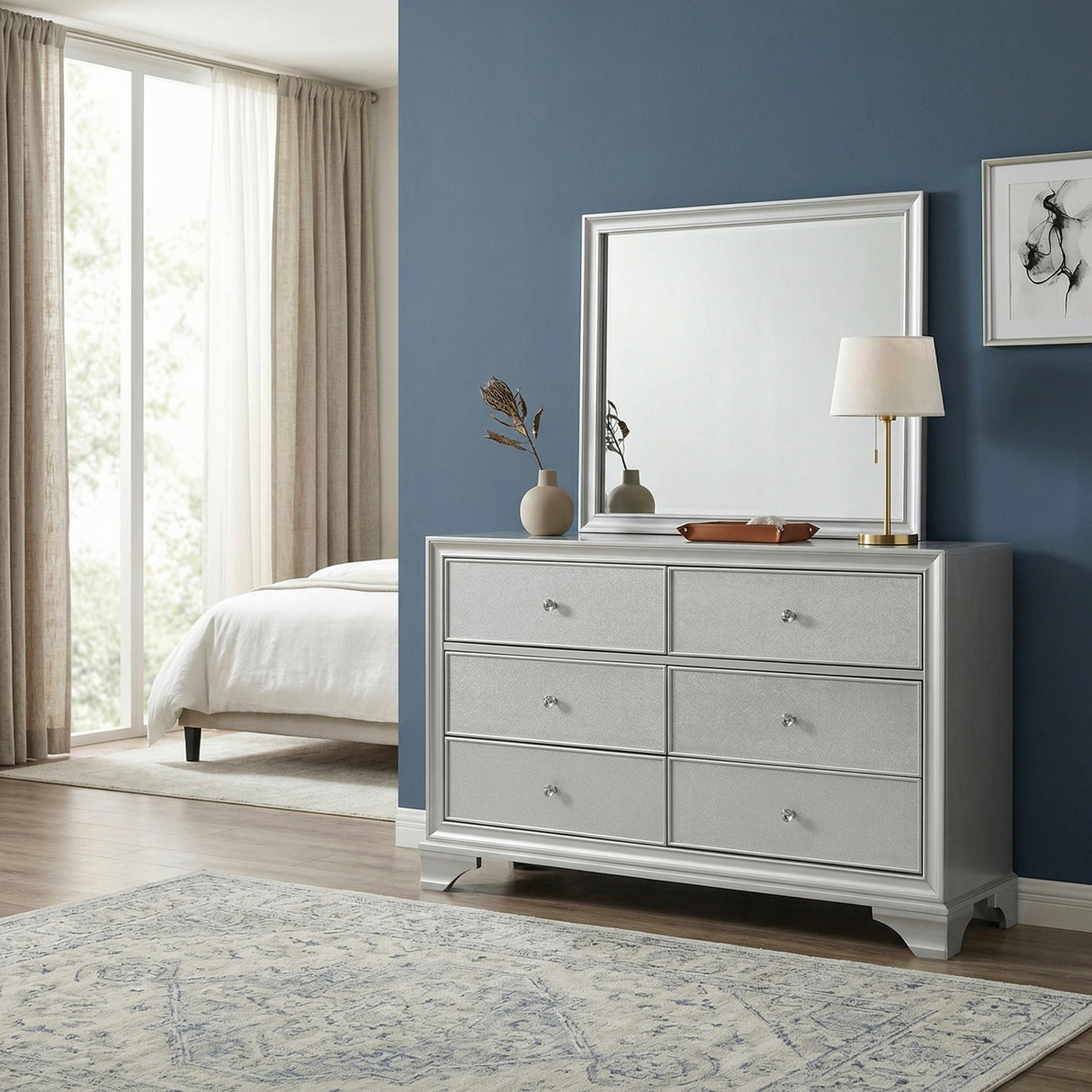 Anatole Metallic Silver Mirror by Homelegance at Eve Furniture