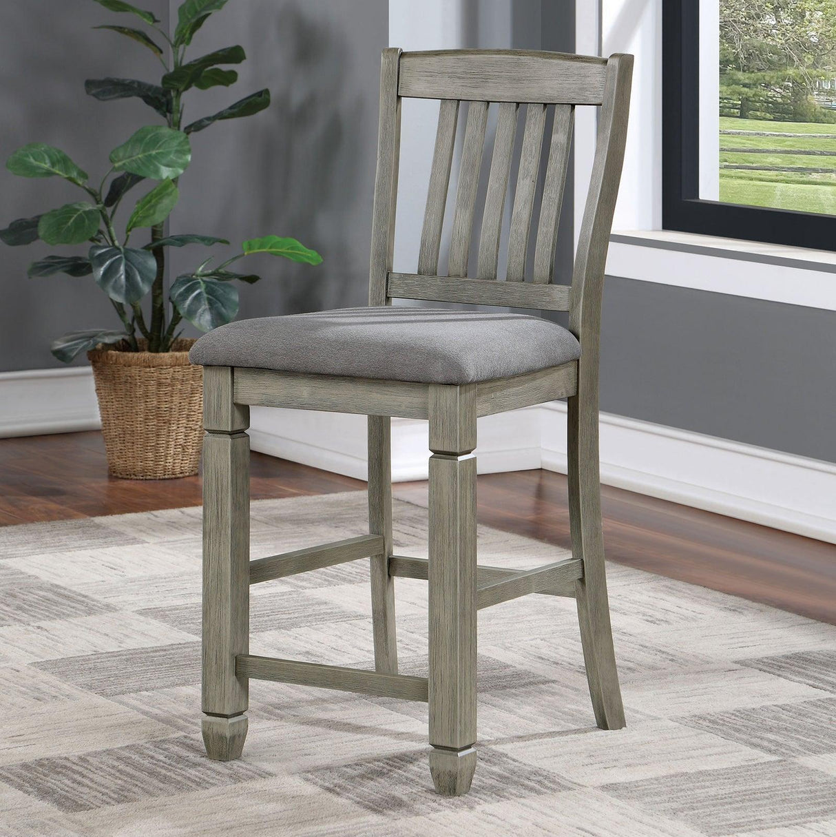 Anaya Gray/Light Gray Counter Ht. Chair by Furniture of America at Eve Furniture