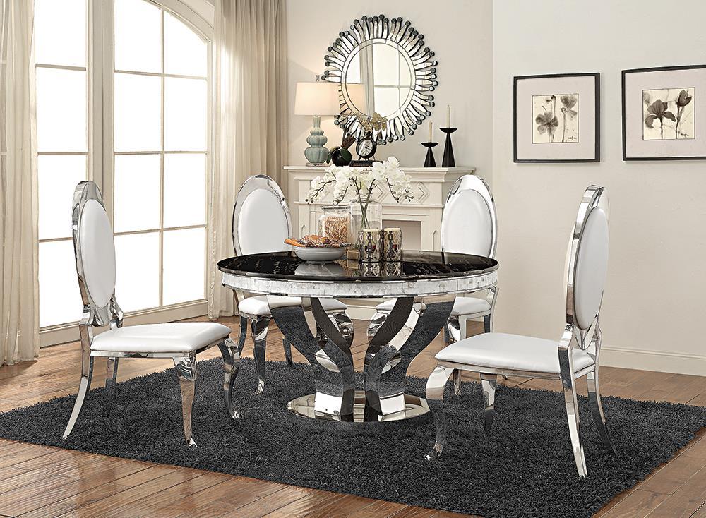 Anchorage Chrome 5-Piece Round Dining Set by Coaster at Eve Furniture