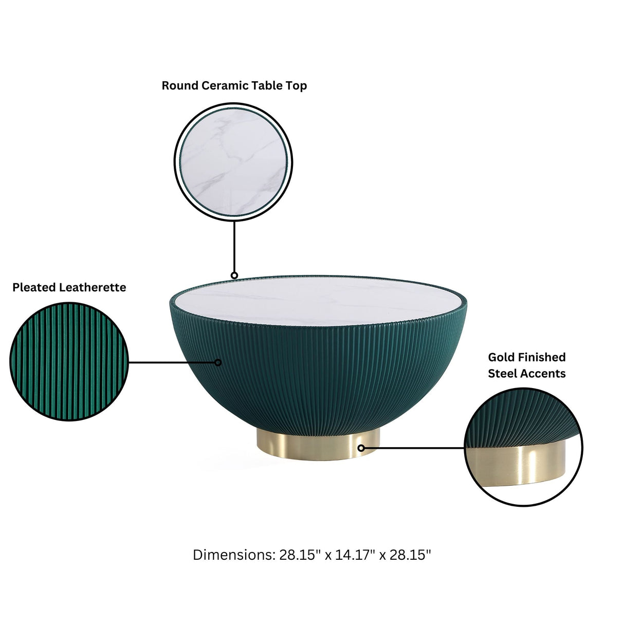 Anderson Coffee Table and End Table 1.0 in Green (set of 2) by Manhattan Comfort at Eve Furniture