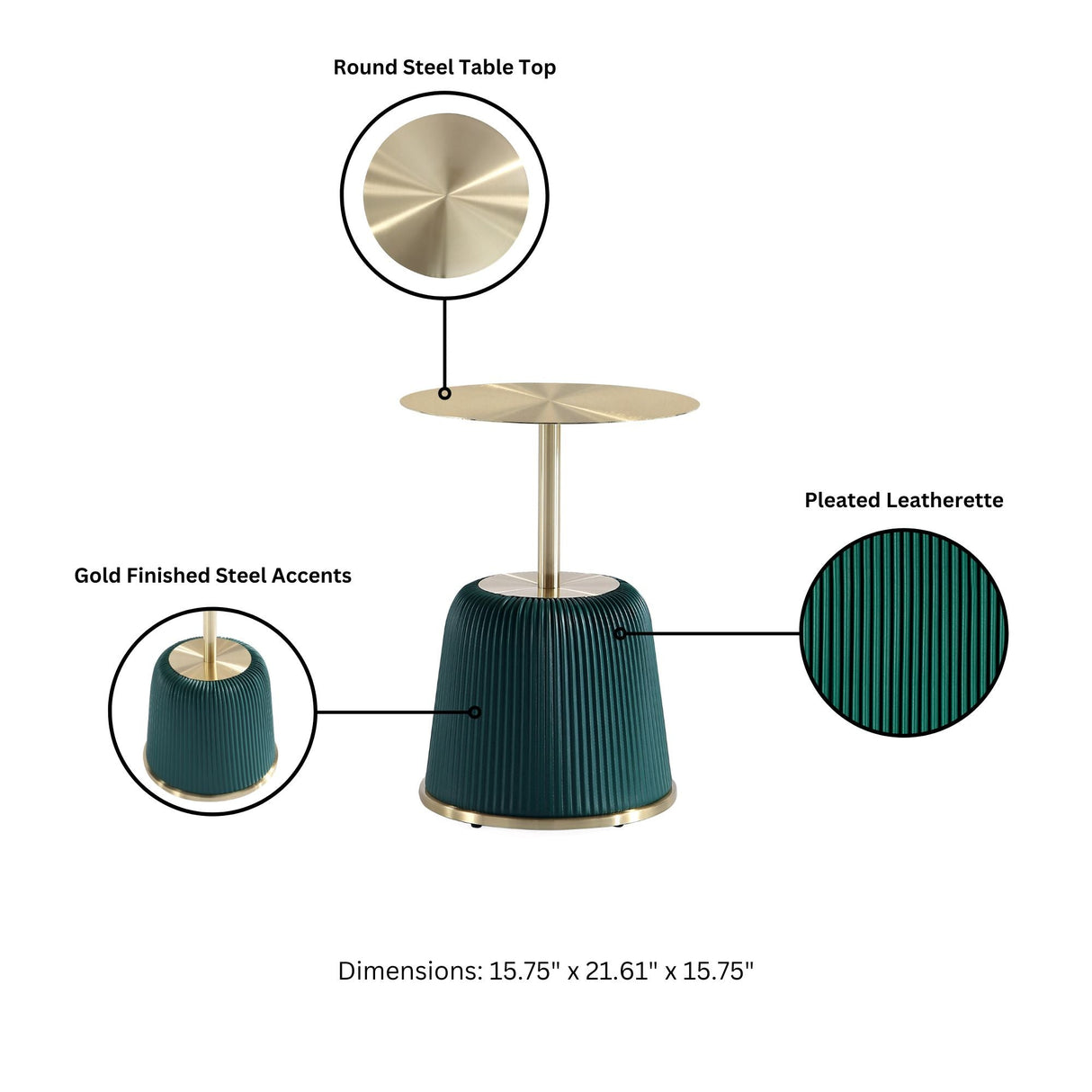 Anderson Coffee Table and End Table 1.0 in Green (set of 2) by Manhattan Comfort at Eve Furniture