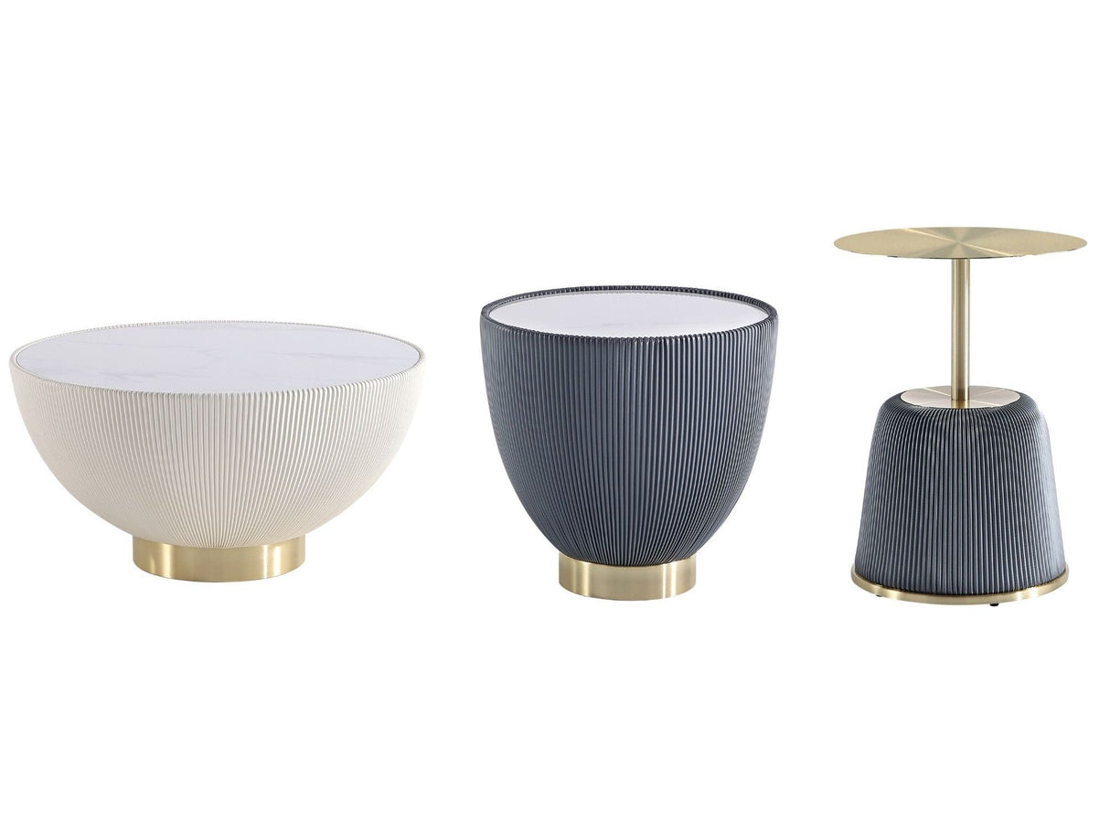 Anderson Coffee Table, End Table 1.0 and End Table 2.0 in Cream and Grey (set of 3) by Manhattan Comfort at Eve Furniture