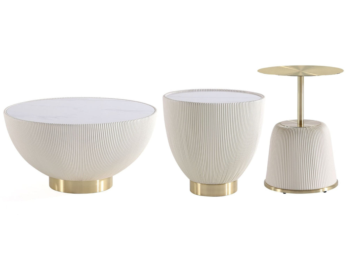 Anderson Coffee Table, End Table 1.0 and End Table 2.0 in Cream (set of 3) by Manhattan Comfort at Eve Furniture