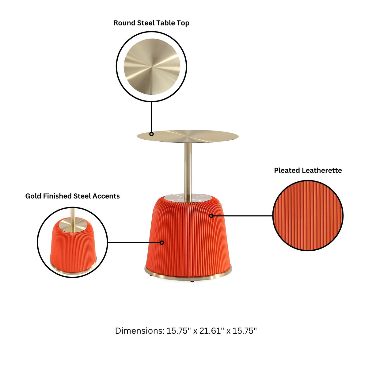 Anderson End Table 1.0 and End Table 2.0 in Orange (set of 2) by Manhattan Comfort at Eve Furniture