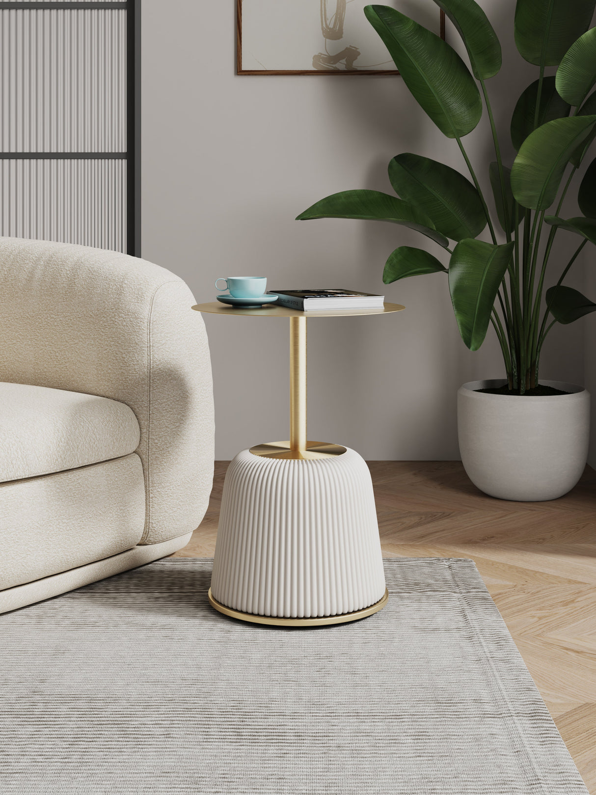 Anderson End Table 1.0 in Cream by Manhattan Comfort at Eve Furniture