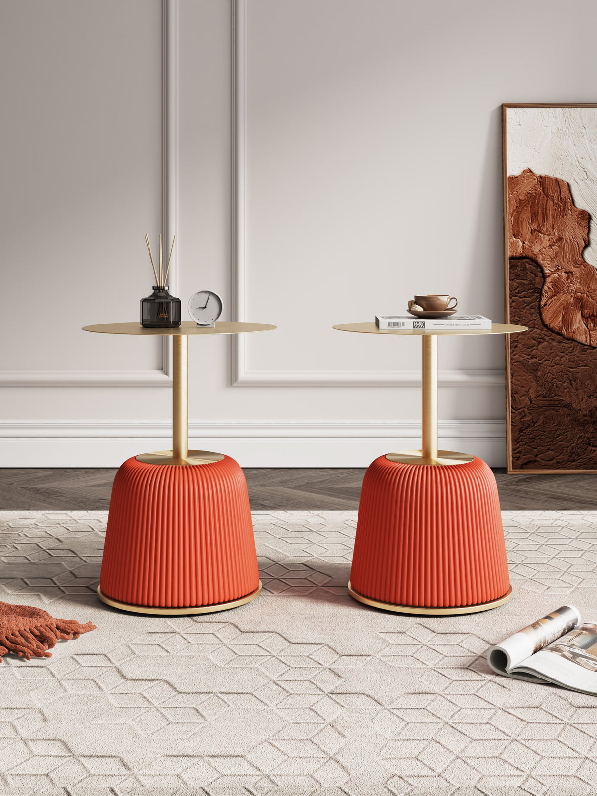Anderson End Table 1.0 in Orange (Set of 2) by Manhattan Comfort at Eve Furniture