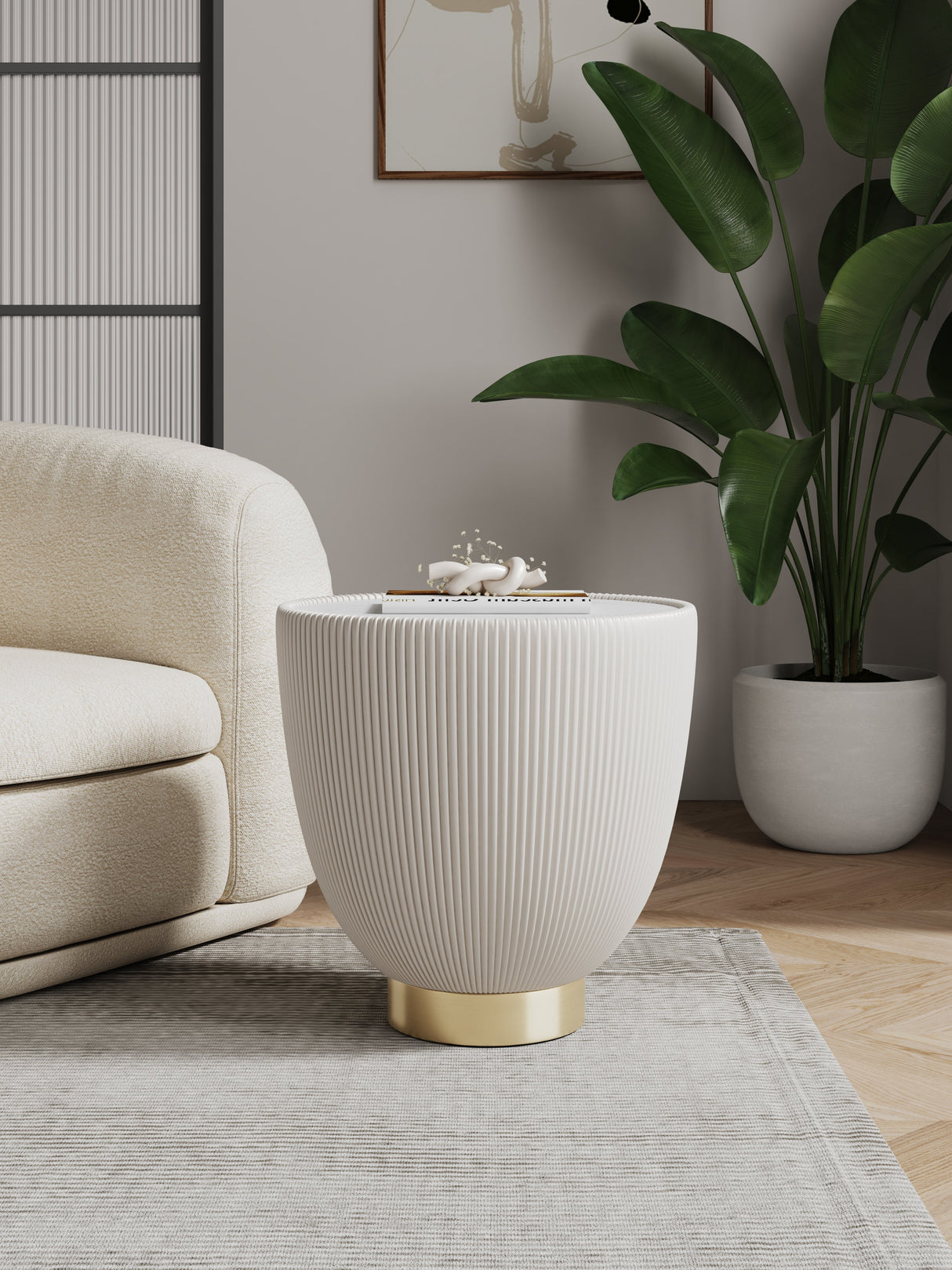 Anderson End Table 2.0 in Cream by Manhattan Comfort at Eve Furniture
