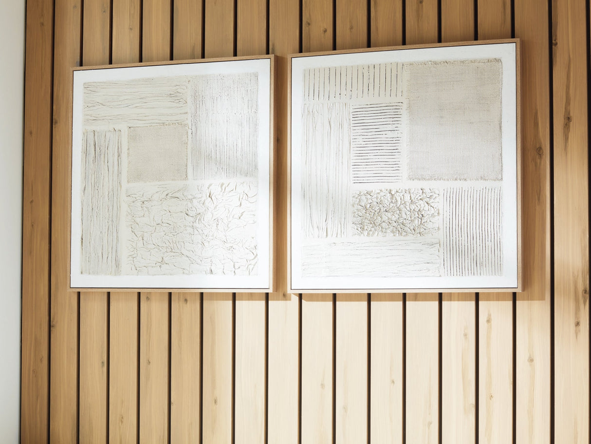 Andorfield Beige/Black/White Wall Art (Set of 2) by Ashley at Eve Furniture