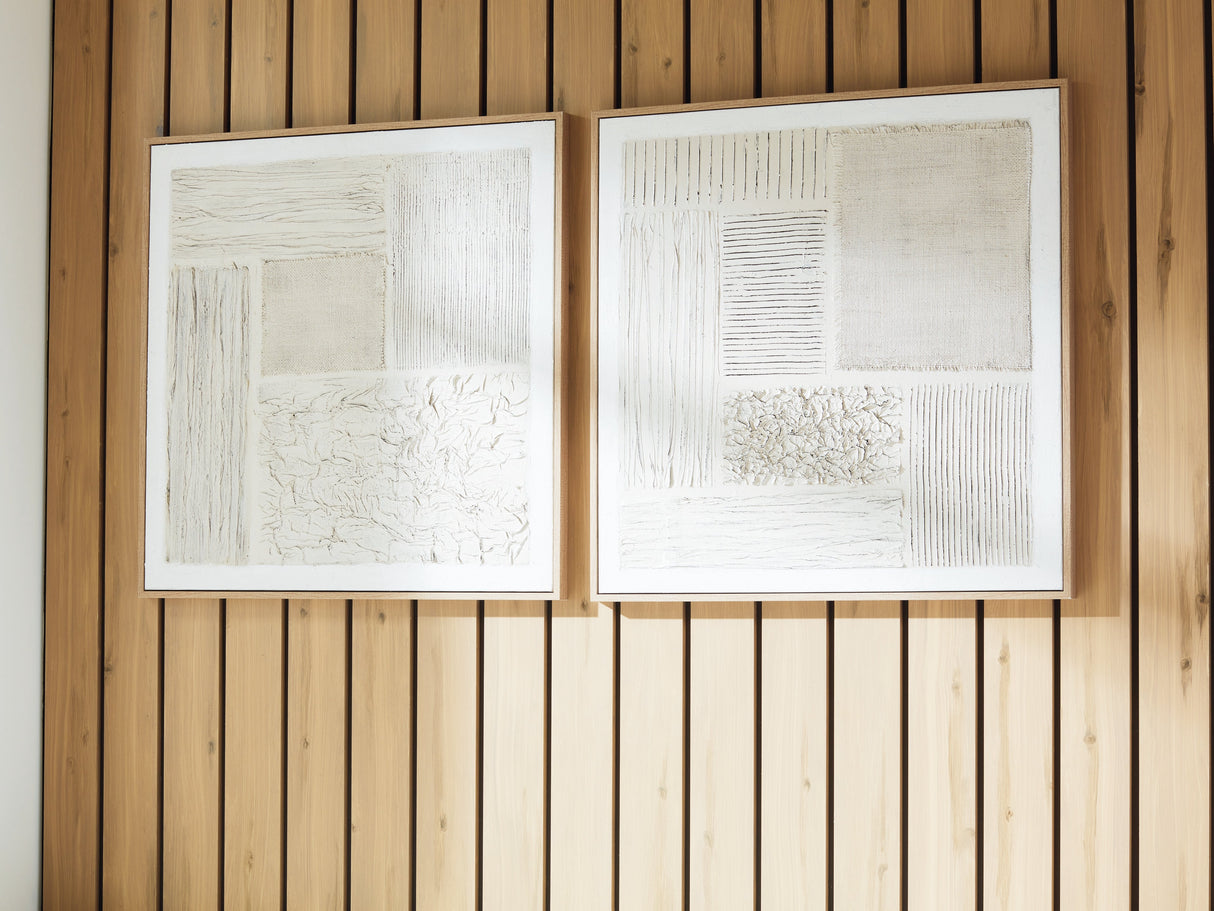 Andorfield Beige/Black/White Wall Art (Set of 2) by Ashley at Eve Furniture