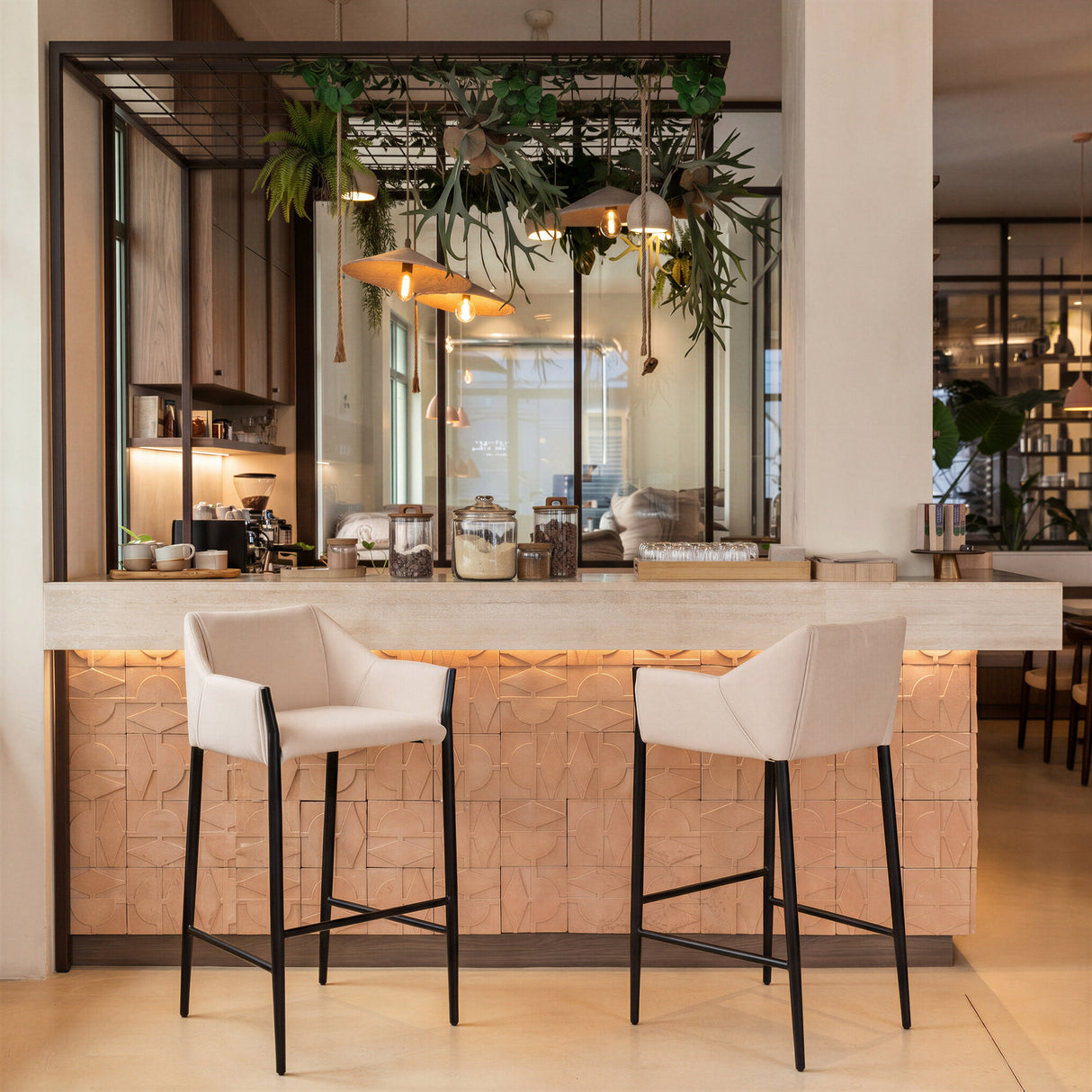 Andover Beige Barstool by Zuomod at Eve Furniture